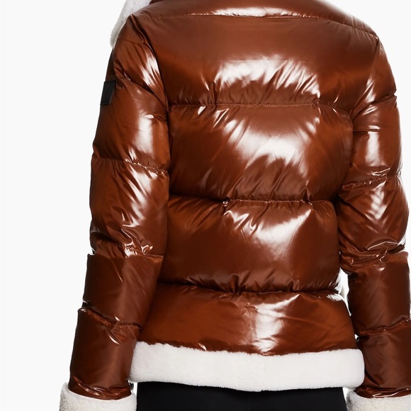 SAM. Veronica Shearling-Trimmed Down Biker Jacket - Picture 4 of 5